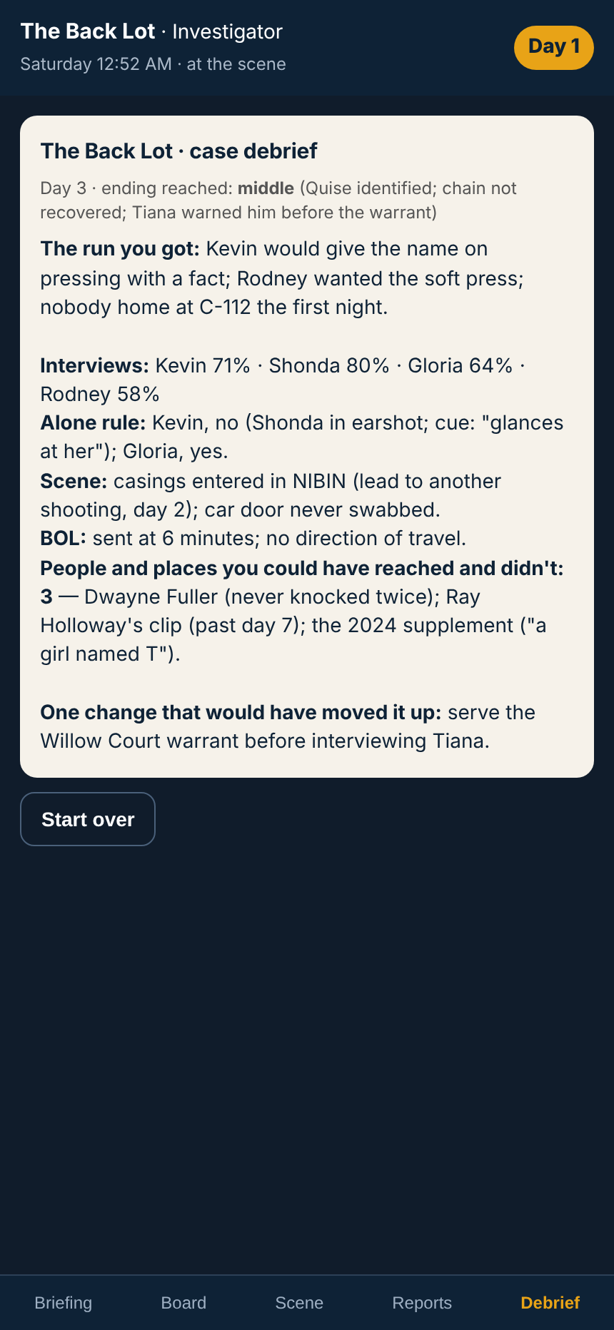 The case debrief