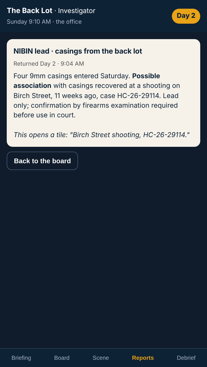 Reports coming back