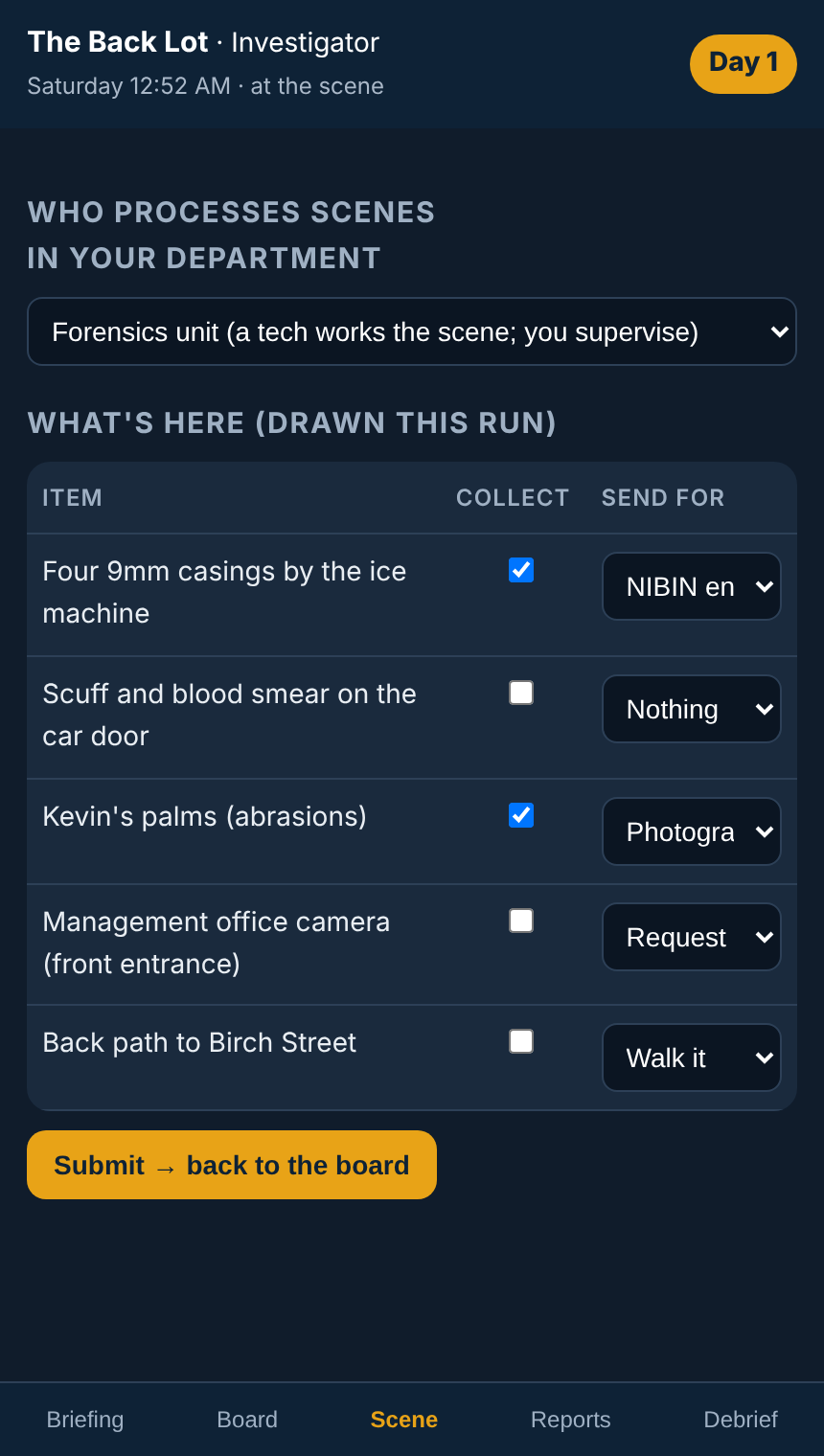 The scene page